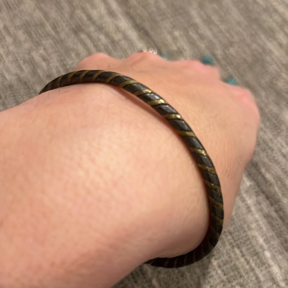 Silver & Brass Ribboned Spiral Cuff Bracelet - Picture 2 of 2